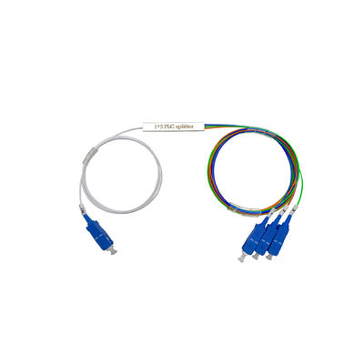 Low PDL 1x3 PLC Splitter Mini Blockless Tube Type Fiber Optic Splitter with SC APC Connector