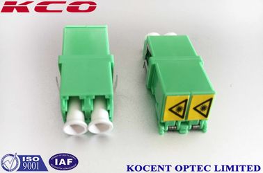 Low Insertion Loss Fiber Optic Adapter Green LC/APC Shutter Duplex PC Material