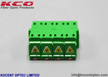 Quad LC APC Shutter Optical Fiber Adapter Singlemode Mid Coupler Plastic Material